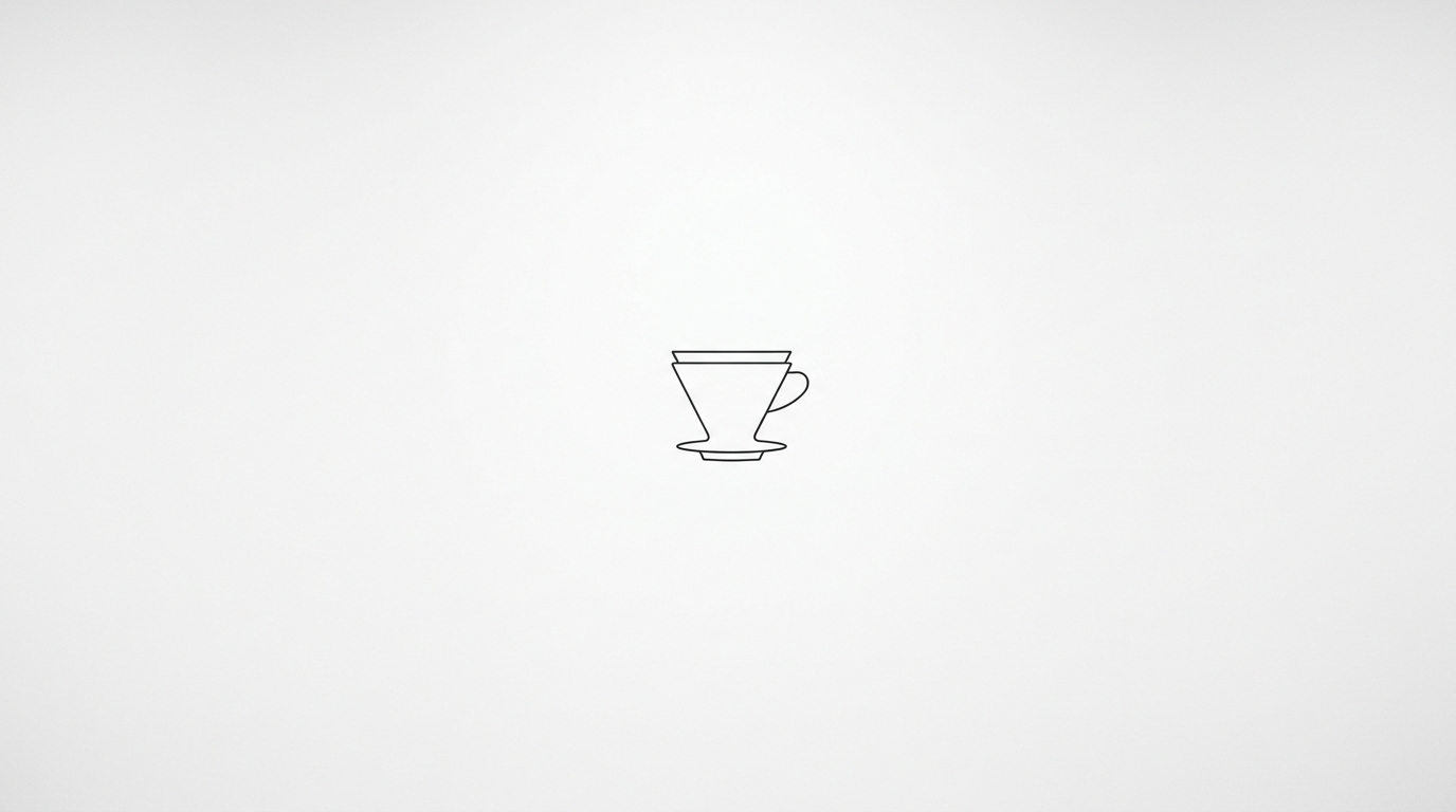 single black line art pour over dripper on white