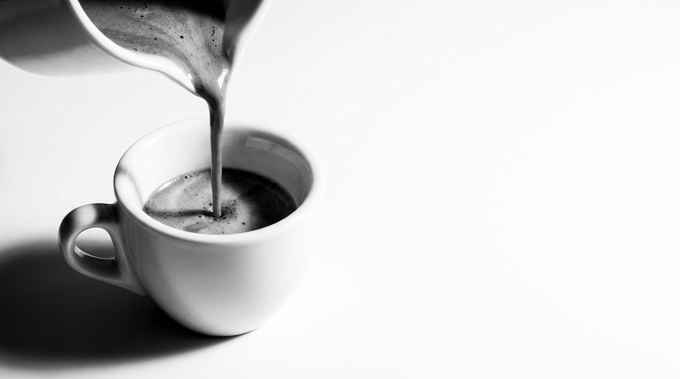 a stark black and white espresso pour at morning brew co