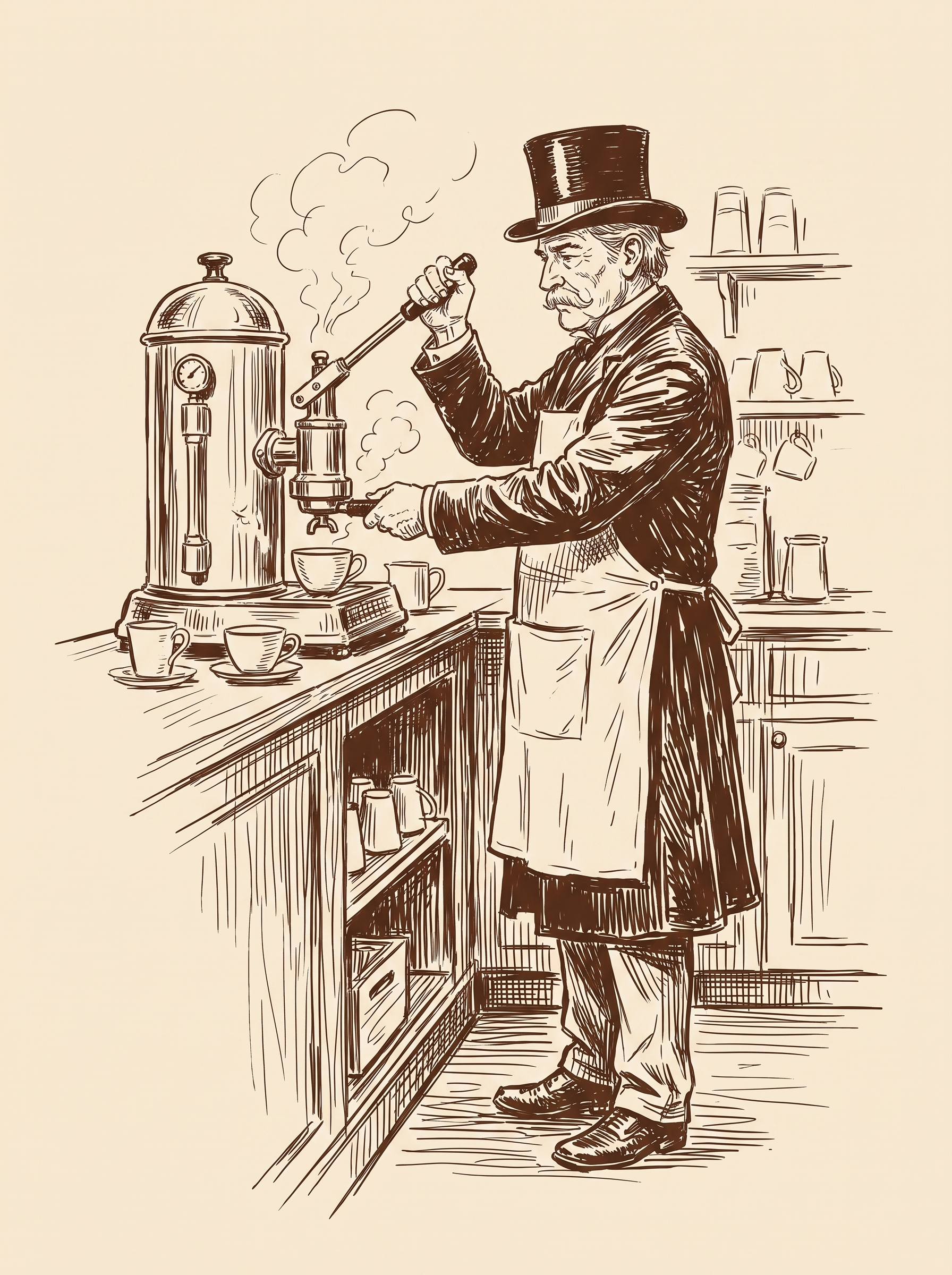 The gentleman working the espresso counter