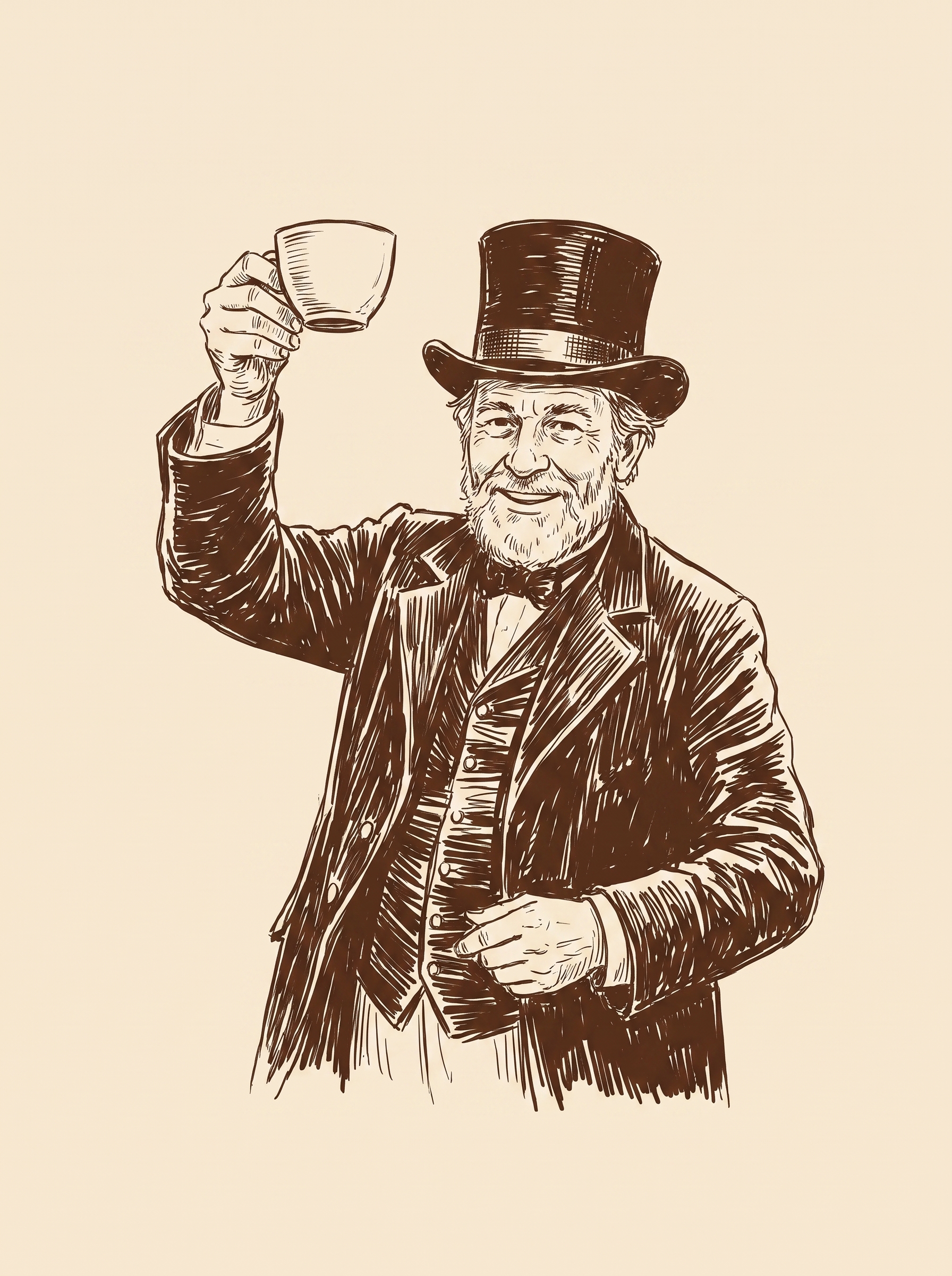 The gentleman raising his cup in a toast