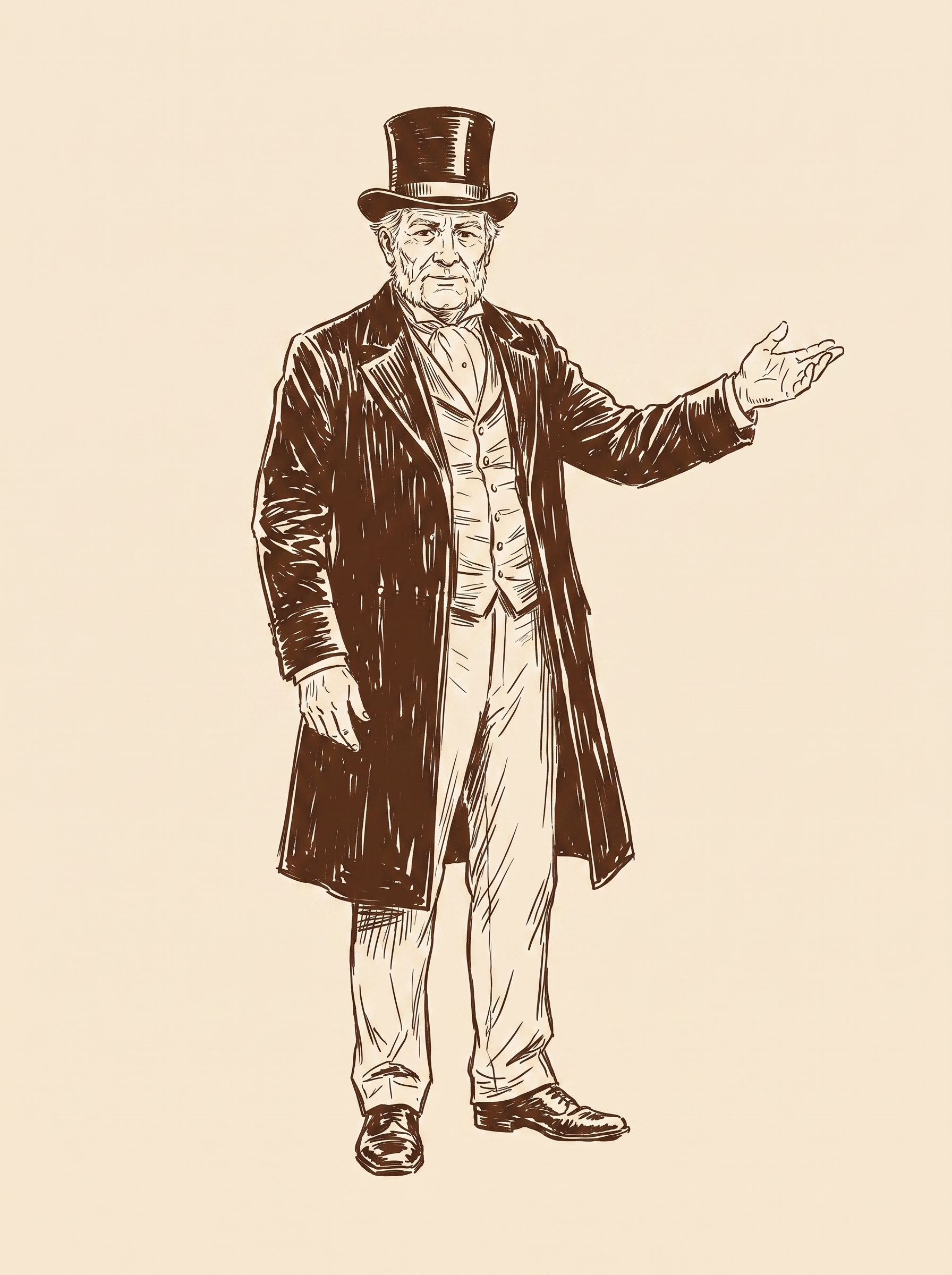 The gentleman gesturing proudly, presenting the catering service